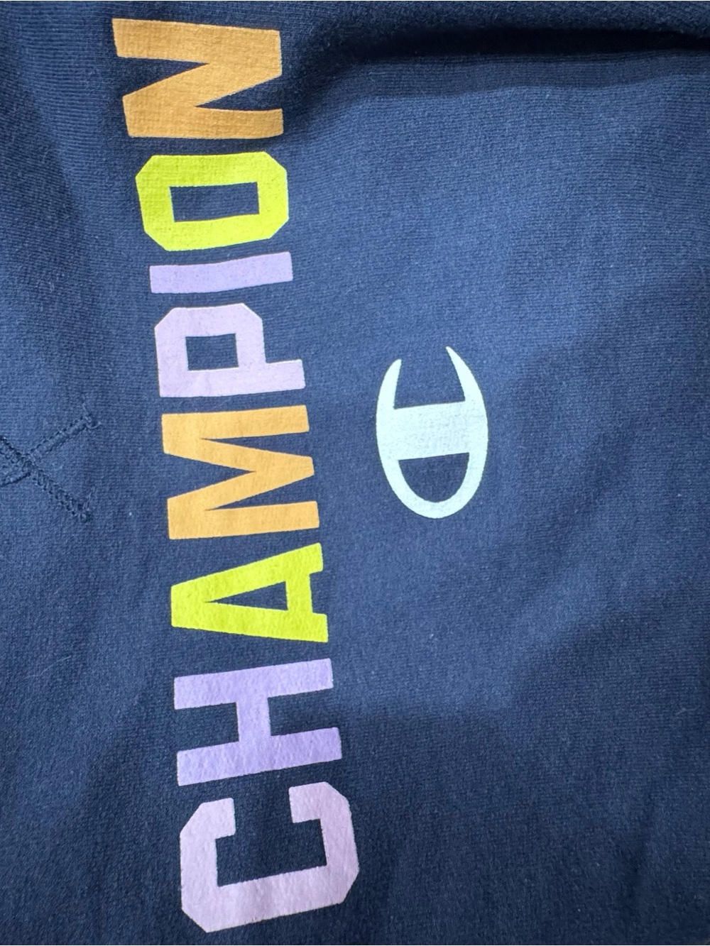 Champion Navy Sweatshirt with Multicolor Lettering - Picture 4 of 7